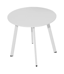 Table basse de jardin Massaï ø 40 cm en acier époxy - blanc
