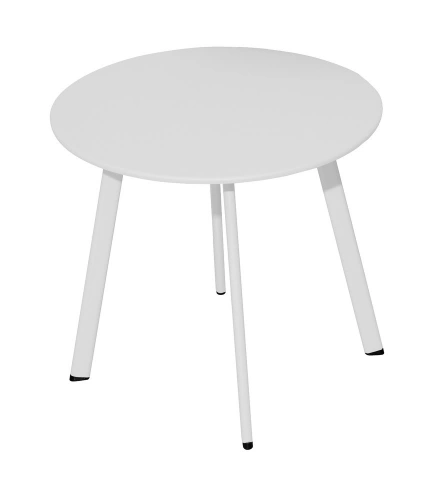 Table basse de jardin Massaï ø 45 cm en acier époxy - blanc