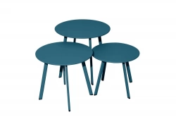 Table basse de jardin Massaï ø 40 cm en acier époxy - bleu