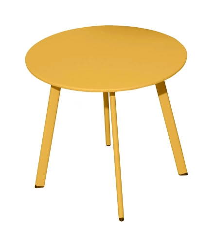 Table basse de jardin Massaï ø 50 cm en acier époxy - miel