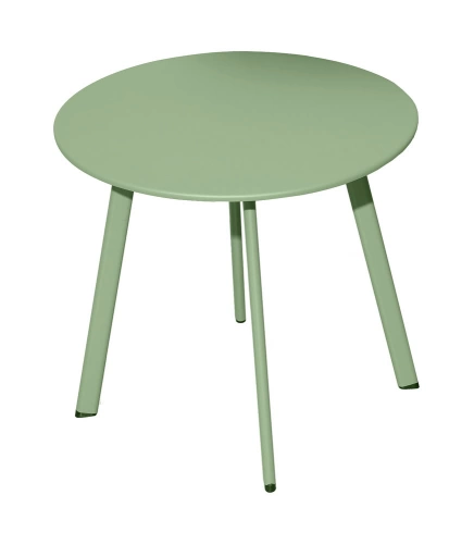 Table basse de jardin Massaï ø 45 cm en acier époxy - vert light