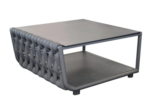 Table basse de jardin rectangulaire Hug alu tresse/veree+ceramique - anthracite