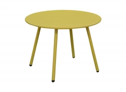 Table basse de jardin ronde en acier Rio - moutarde Ø 50 cm