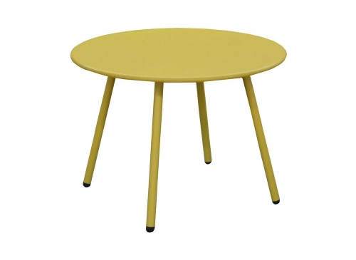 Table basse de jardin ronde en acier Rio - moutarde Ø 50 cm