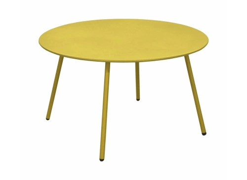 Table basse de jardin ronde en acier Rio - moutarde Ø 70 cm
