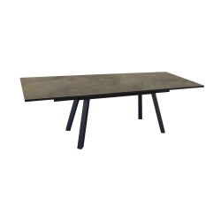Table de jardin rectangulaire Agra plateau à lames Fundermax® graphite/cave 180/230/280 cm