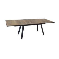 Table de jardin rectangulaire Agra plateau à lames Fundermax® graphite/wood 180/230/280 cm