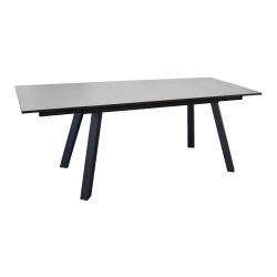 Table de jardin rectangulaire Agra, plateau Verre - graphite/perle 150/200/250 cm