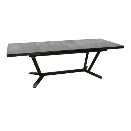 Table de jardin Vita graphite/lucca en Alu 180/240x100 cm - plateau à lames Kedra