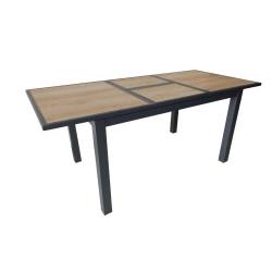 Table de jardin Genes en Aluminium 60/220 x 74 x 90 cm - plateau SPC - graphite/naturel