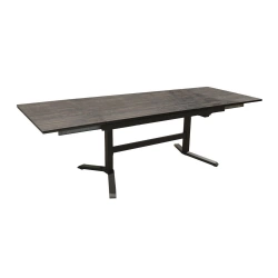 Table de jardin Sotta en Alu 150/200/250 x 78 cm - plateau Fundermax - graphite/Mocca