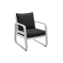 Fauteuil détente de jardin Tonio blanc/gris - Aluminium - coussins déhoussables
