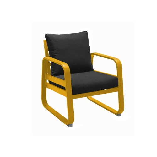 Fauteuil détente de jardin Tonio rouge/gris - Aluminium - coussins déhoussables