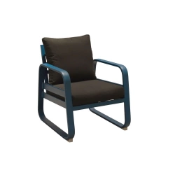 Fauteuil détente de jardin Tonio bleu/gris - Aluminium - coussins déhoussables