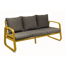 Canapé de jardin 3 places Tonio miel/gris - Aluminium - coussins acrylique