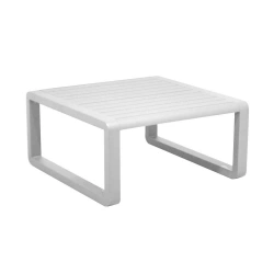 Table basse de jardin Tonio blanc - Aluminium - 80 x 80 cm - Plateau à latte