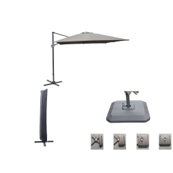 Set d'ombrage complet (1 parasol déporté NH 3x3 + 1 housse + 1 lestage) - taupe