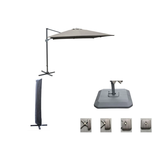 Set d'ombrage complet (1 parasol déporté NH 3x3 + 1 housse + 1 lestage) - taupe