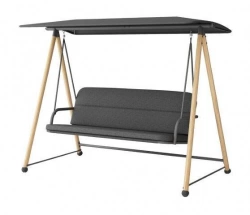 Balancelle Darwin en acier heat/coussin - 211 x 170 x 110 cm - oak/noir