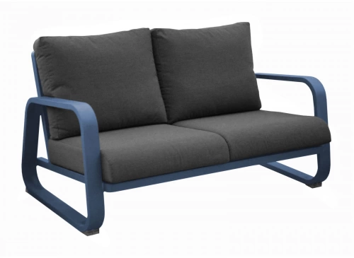 Canapé 2.5 places Antonino sofa en aluminium/coussins - bleu/gris