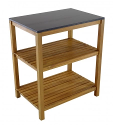 Meuble de rangement Fidgi à 3 compartiments en bois d'acacia - granite noir