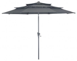 Parasol droit en aluminium 3 strates inclinable manivelle 300/6 cm - grey/gris
