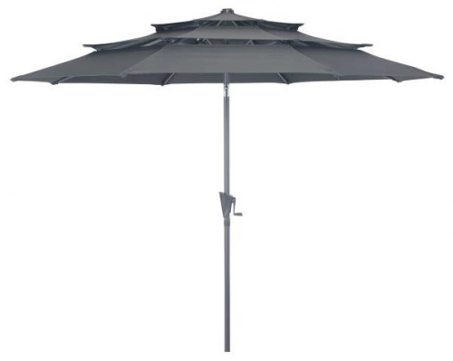 Parasol droit en aluminium 3 strates inclinable manivelle 300/6 cm - grey/gris