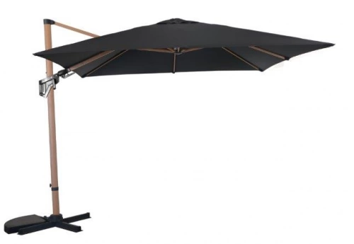 Parasol en aluminium déporté LB orient inclinable manivelle-heat - 3 x 3/8 m - oak/ecru