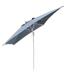 Parasol en aluminium mat central à 8 baleines - 3 x 3 m - inox/grey