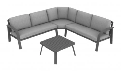 Set angle Grasse III en aluminium avec coussins - grey/gris