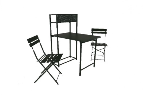 Set table avec 2 chaises pliantes Balcon en acier - graphite