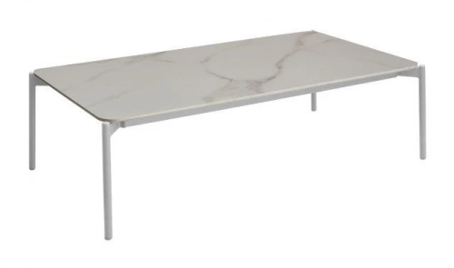 Table basse de jardin Ambiance en aluminium/céramique - blanc