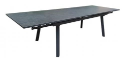 Table de jardin extensible Agra en aluminium/céramique - 150/200/250 x 90 cm - graphite