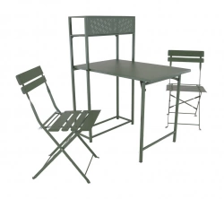 Set table avec 2 chaises pliantes Balcon en acier - vert