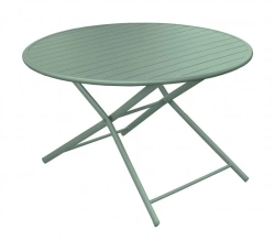 Guéridon pliant Globe en aluminium/lattes - ø120 cm - amande