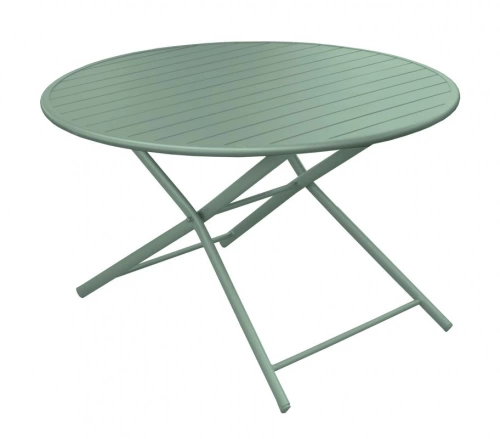 Guéridon pliant Globe en aluminium/lattes - ø120 cm - amande