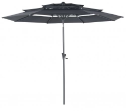 Parasol droit en aluminium 3 strates inclinable manivelle 300/6 cm - gris