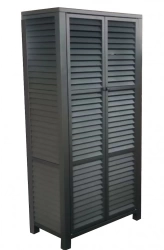 Armoire 2 portes persiennes - Aluminium - Graphite - Ouverture par pression et aimant