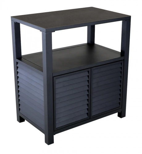 Buffet haut 2 portes persiennes - Aluminium - Céramique 6mm - Graphite/Graphite - Ouverture par pression et aimant