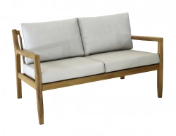 Canapé lounge 2 places - HAUBAN - Teck FSC 100% - Coussins crème