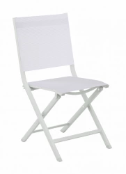 Chaise pliante - THEMA - Aluminium époxy - Toile TPEP chiné blanc