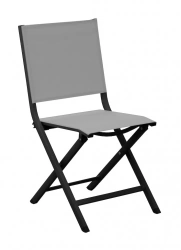 Chaise pliante - THEMA - Aluminium époxy graphite - Toile TPEP perle