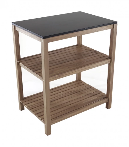 Étagère - FIDJI - Acacia FSC 100% - Plaque granit - Noir