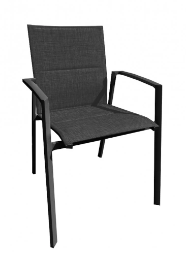 Fauteuil empilable - PALMA - Aluminium époxy graphite - Toile TPEP padded graphite