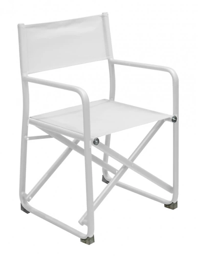 Fauteuil metteur en scène pliant - SCENARIO - Aluminium époxy blanc - Toile TPEP blanc