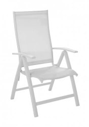 Fauteuil multiposition - ELEGANCE - Aluminium - Toile TPEP blanc - Pliant
