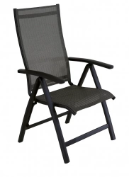 Fauteuil multiposition - ELEGANCE - Aluminium - Toile TPEP graphite/chevron - Pliant