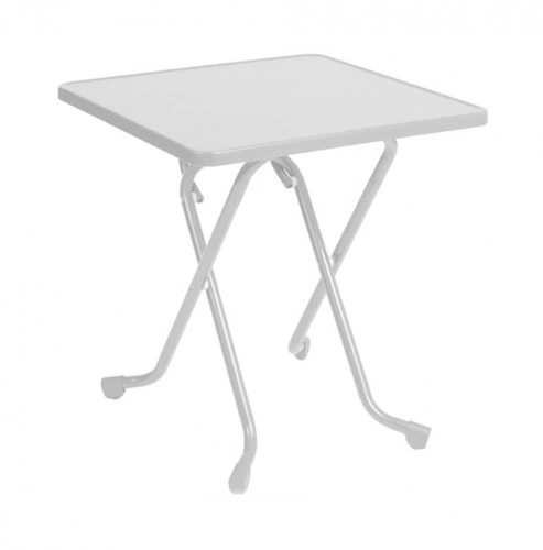 Guéridon pliant - COLA - Acier époxy blanc - Plateau mélamine hydro bois - 68 x 68 cm
