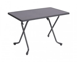Guéridon pliant - COLA - Acier époxy gris - Plateau mélamine hydro bois - 110 x 70 cm