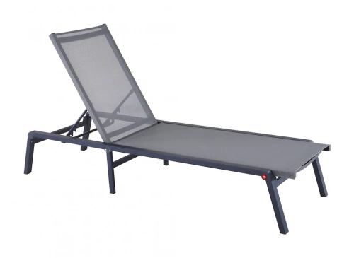 Lit pliant - EDEN - Aluminium époxy graphite - Toile TPEP gris/bleu - Roues